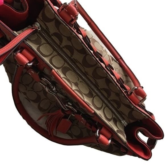 Coach Hamptons Signature C Orange Leather Purse - Picture 8 of 15